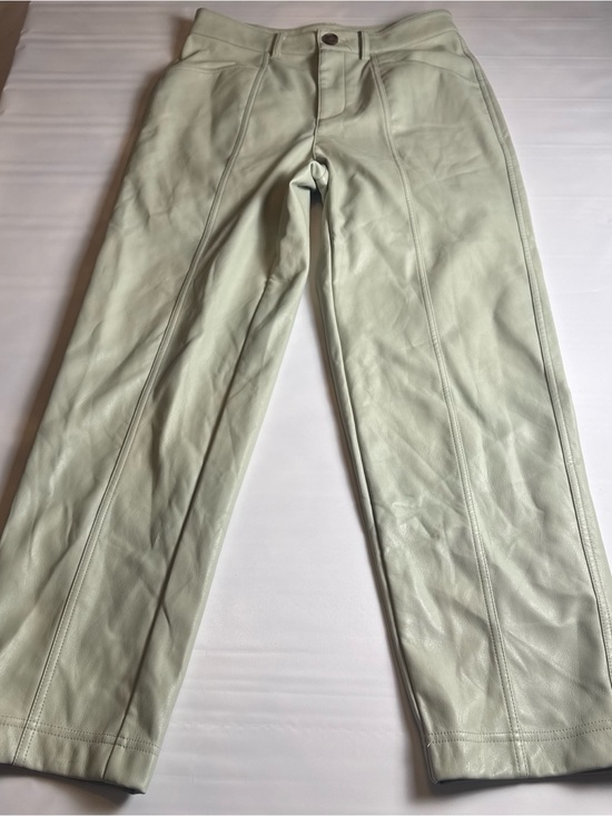 a new day Pants - a new day Mint Green Leather-Trim Pants